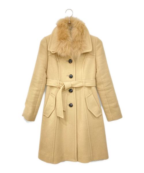 BURBERRY BLUE LABEL（バーバリーロンドンブルーレーベル）BURBERRY BLUE LABEL (バーバリーロンドンブルーレーベル) Aラインウールコート ナチュラル サイズ:38の古着・服飾アイテム