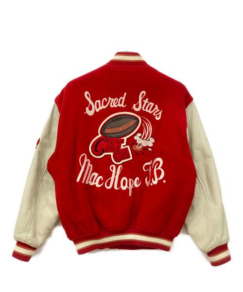 MAC HOPE（マックホープ）MAC HOPE (マックホープ) スタジャン アイボリー×レッド サイズ:Lサイズの古着・服飾アイテム