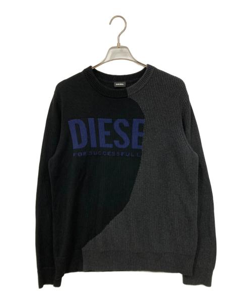 DIESEL（ディーゼル）DIESEL (ディーゼル) 厚手ニット ブラック×グレー サイズ:Lサイズの古着・服飾アイテム