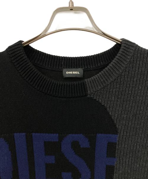 DIESEL（ディーゼル）DIESEL (ディーゼル) 厚手ニット ブラック×グレー サイズ:Lサイズの古着・服飾アイテム