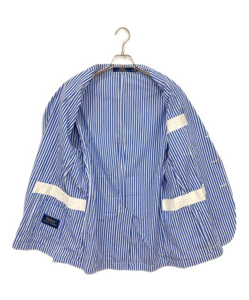 POLO RALPH LAUREN（ポロ・ラルフローレン）POLO RALPH LAUREN (ポロ・ラルフローレン) コットンテーラードジャケット ブルー×ホワイト サイズ:Lサイズの古着・服飾アイテム