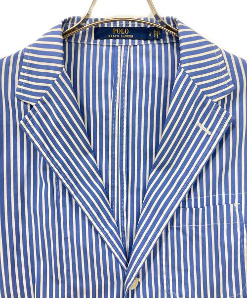 POLO RALPH LAUREN（ポロ・ラルフローレン）POLO RALPH LAUREN (ポロ・ラルフローレン) コットンテーラードジャケット ブルー×ホワイト サイズ:Lサイズの古着・服飾アイテム