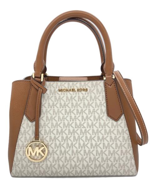 MICHAEL KORS（マイケル・コース）MICHAEL KORS (マイケル・コース) 2WAYバッグ ホワイト×ブラウンの古着・服飾アイテム