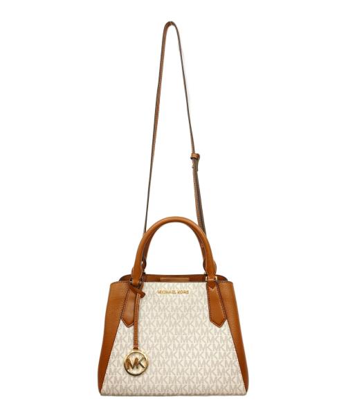 MICHAEL KORS（マイケル・コース）MICHAEL KORS (マイケル・コース) 2WAYバッグ ホワイト×ブラウンの古着・服飾アイテム
