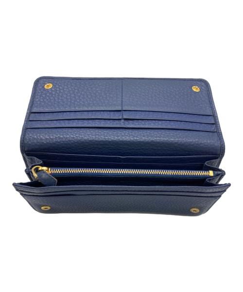 PRADA（プラダ）PRADA (プラダ) 長財布 ブルー×ゴールドの古着・服飾アイテム