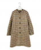 Aquascutumアクアスキュータム）の古着「ノーウールカラーコート」｜ブラウン×ホワイト