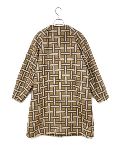 Aquascutum（アクアスキュータム）Aquascutum (アクアスキュータム) ノーウールカラーコート ブラウン×ホワイト サイズ:８の古着・服飾アイテム