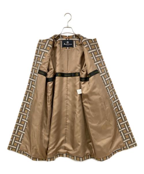 Aquascutum（アクアスキュータム）Aquascutum (アクアスキュータム) ノーウールカラーコート ブラウン×ホワイト サイズ:８の古着・服飾アイテム