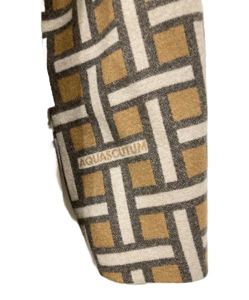 Aquascutum（アクアスキュータム）Aquascutum (アクアスキュータム) ノーウールカラーコート ブラウン×ホワイト サイズ:８の古着・服飾アイテム