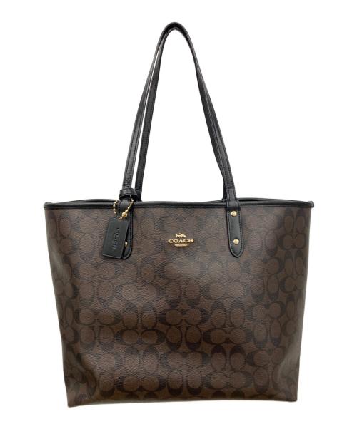 COACH（コーチ）COACH (コーチ) トートバッグ ダークブラウン×ブラックの古着・服飾アイテム