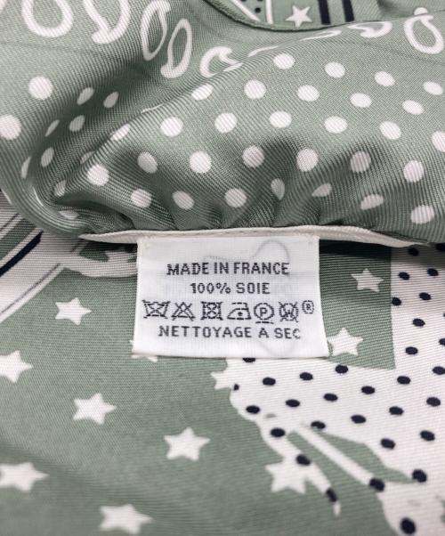 HERMES（エルメス）HERMES (エルメス) バンダナスカーフ グリーン×ホワイトの古着・服飾アイテム