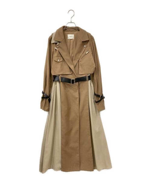 Ameri（アメリ）Ameri (アメリ) レイヤードコート ブラウン×ベージュ サイズ:Mの古着・服飾アイテム