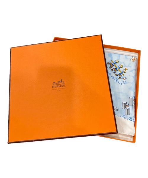 HERMES（エルメス）HERMES (エルメス) シルクスカーフ ホワイト×スカイブルーの古着・服飾アイテム