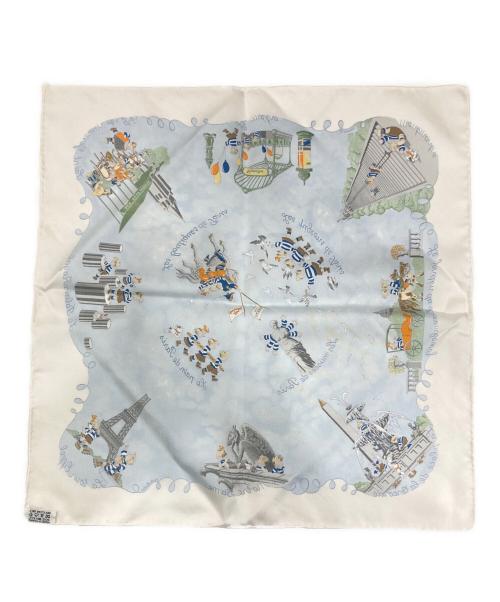 HERMES（エルメス）HERMES (エルメス) シルクスカーフ ホワイト×スカイブルーの古着・服飾アイテム