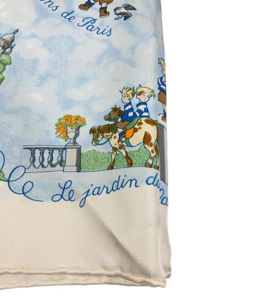 HERMES（エルメス）HERMES (エルメス) シルクスカーフ ホワイト×スカイブルーの古着・服飾アイテム