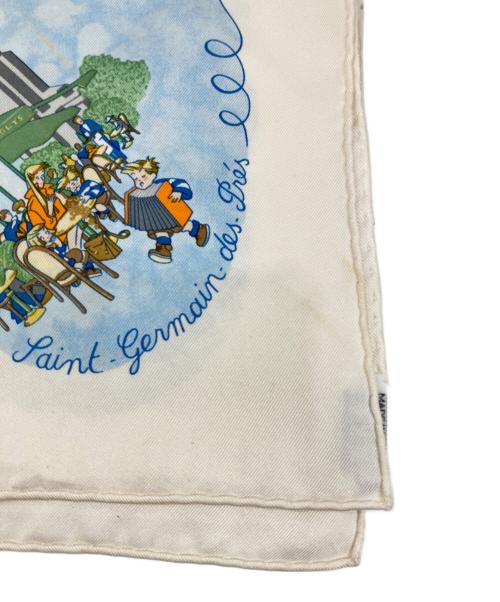 HERMES（エルメス）HERMES (エルメス) シルクスカーフ ホワイト×スカイブルーの古着・服飾アイテム