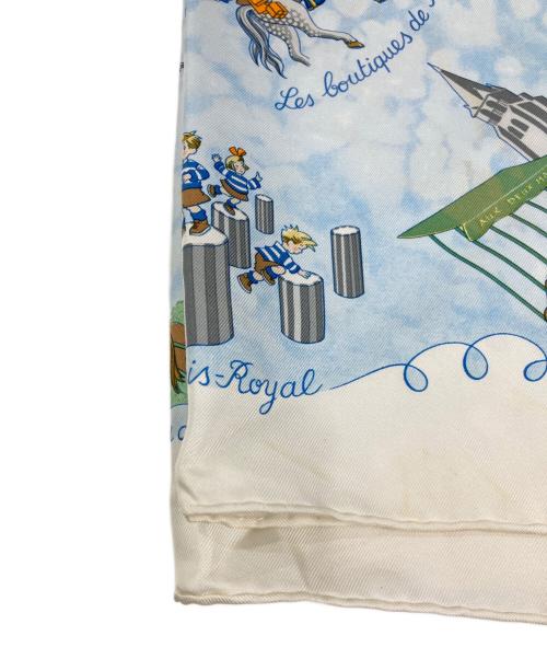 HERMES（エルメス）HERMES (エルメス) シルクスカーフ ホワイト×スカイブルーの古着・服飾アイテム