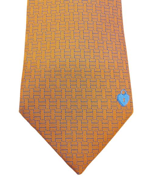 HERMES（エルメス）HERMES (エルメス) ネクタイ オレンジ×スカイブルー サイズ:-の古着・服飾アイテム