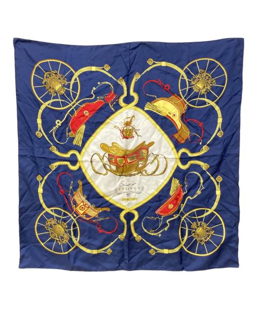 HERMES（エルメス）HERMES (エルメス) シルクスカーフ ネイビー×ホワイトの古着・服飾アイテム