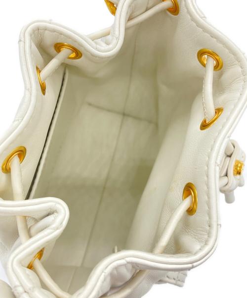 Christian Dior（クリスチャン ディオール）Christian Dior (クリスチャン ディオール) バケットバッグスモール ホワイト×ゴールドの古着・服飾アイテム