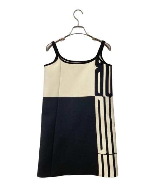 Christian Dior（クリスチャン ディオール）Christian Dior (クリスチャン ディオール) ノースリーブ・キャミソールワンピース ブラック×ホワイト サイズ:SIZE 34の古着・服飾アイテム