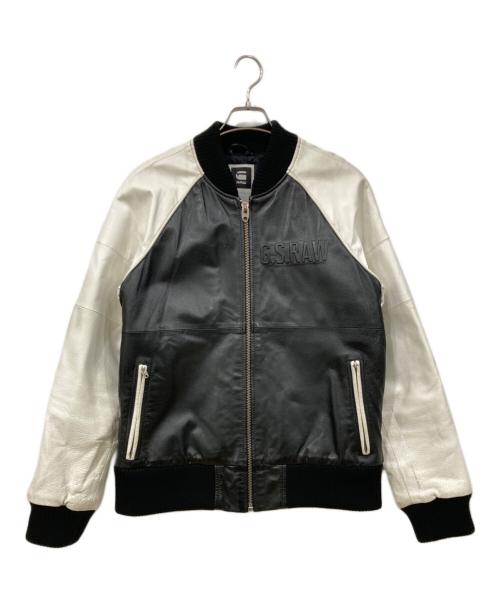 G-STAR RAW（ジースターロゥ）G-STAR RAW (ジースターロゥ) ピックレザージャケット ブラック×ホワイト サイズ:Lサイズの古着・服飾アイテム