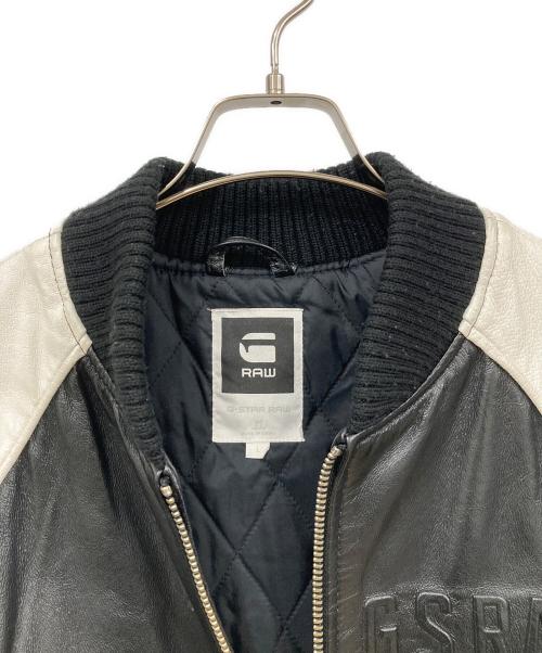 G-STAR RAW（ジースターロゥ）G-STAR RAW (ジースターロゥ) ピックレザージャケット ブラック×ホワイト サイズ:Lサイズの古着・服飾アイテム
