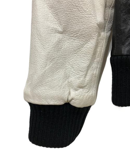 G-STAR RAW（ジースターロゥ）G-STAR RAW (ジースターロゥ) ピックレザージャケット ブラック×ホワイト サイズ:Lサイズの古着・服飾アイテム