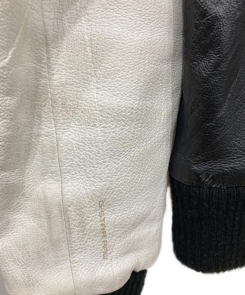 G-STAR RAW（ジースターロゥ）G-STAR RAW (ジースターロゥ) ピックレザージャケット ブラック×ホワイト サイズ:Lサイズの古着・服飾アイテム