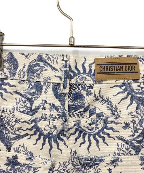 Christian Dior（クリスチャン ディオール）Christian Dior (クリスチャン ディオール) デニムスカート アイボリー×ブルー サイズ:F32の古着・服飾アイテム