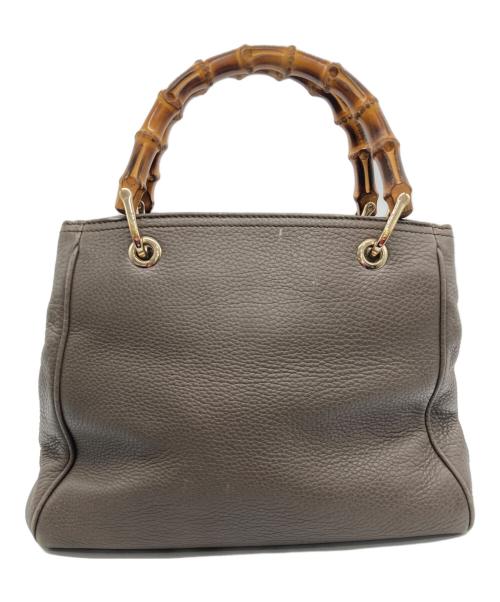 GUCCI（グッチ）GUCCI (グッチ) バンブーショッパーハンドバッグ グレー×ナチュラルの古着・服飾アイテム