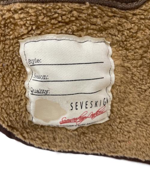 SEVESKIG（セヴシグ）SEVESKIG (セヴシグ) ノーカラーボアジャケット ブラウン サイズ:SIZE Mの古着・服飾アイテム
