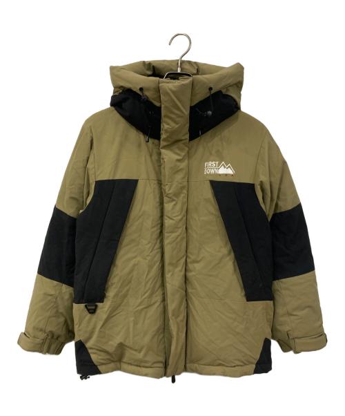 FIRST DOWN（ファーストダウン）FIRST DOWN (ファーストダウン) パネルショートダウン カーキ×ブラック サイズ:Sの古着・服飾アイテム