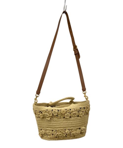 Christian Dior（クリスチャン ディオール）Christian Dior (クリスチャン ディオール) 2WAYバッグ/ラフィア ナチュラル×ブラックの古着・服飾アイテム