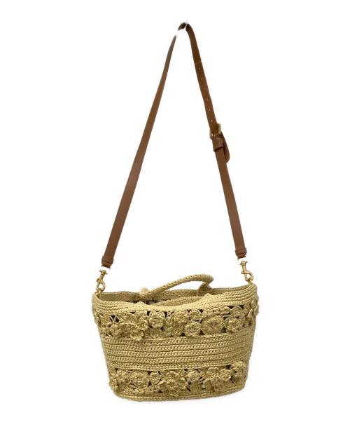 Christian Dior（クリスチャン ディオール）Christian Dior (クリスチャン ディオール) 2WAYバッグ/ラフィア ナチュラル×ブラックの古着・服飾アイテム