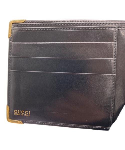 GUCCI（グッチ）GUCCI (グッチ) 2つ折り札入れ ブラック×ゴールドの古着・服飾アイテム