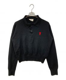 AMI Alexandre Mattiussi（アミアレクサンドルマテュッシ）の古着「ニットポロシャツ」｜ブラック