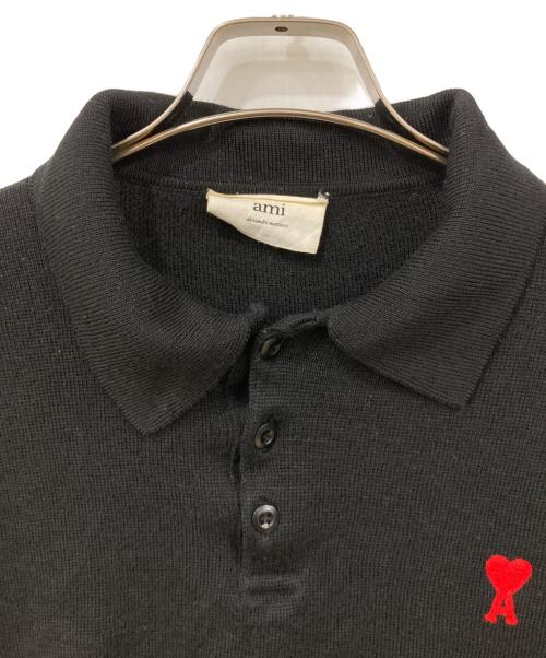 AMI Alexandre Mattiussi（アミアレクサンドルマテュッシ）AMI Alexandre Mattiussi (アミアレクサンドルマテュッシ) ニットポロシャツ ブラック サイズ:SIZE Lの古着・服飾アイテム