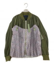 Pauline Bleu（ポリーヌブルー）の古着「プリーツジャケット」｜グレー×グリーン