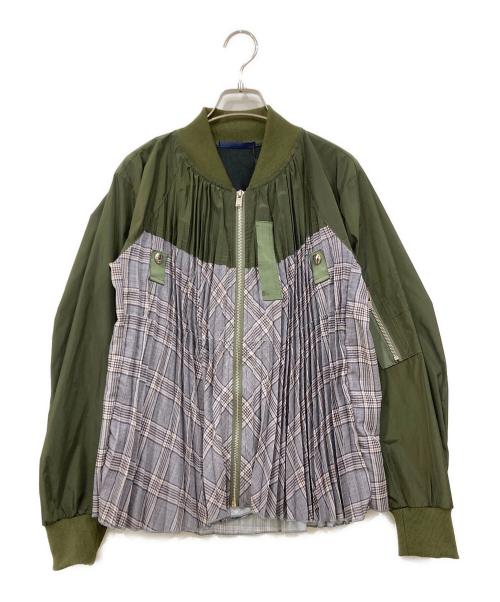 Pauline Bleu（ポリーヌブルー）Pauline Bleu (ポリーヌブルー) プリーツジャケット グレー×グリーン サイズ:SIZE Free 未使用品の古着・服飾アイテム