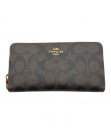 COACH（コーチ）の古着「ラウンドファスナー財布」｜ブラウン×レッド