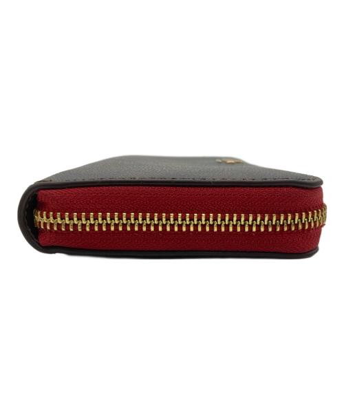 COACH（コーチ）COACH (コーチ) ラウンドファスナー財布 ブラウン×レッドの古着・服飾アイテム