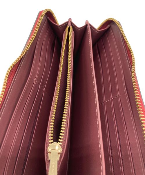 COACH（コーチ）COACH (コーチ) ラウンドファスナー財布 ブラウン×レッドの古着・服飾アイテム