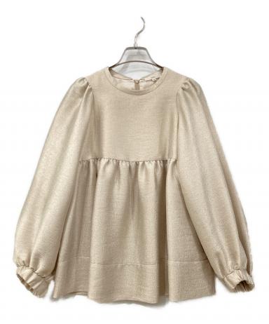 【新品】yori ヨリ シャイニーパフブラウス パフスリーブ ペプラム 36 S 中古・古着通販】YORI (ヨリ) シャイニーパフブラウス ベージュ サイズ