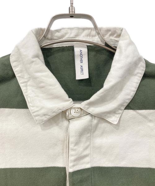 ANOTHER ASPECT（アナザーアスペクト）ANOTHER ASPECT (アナザーアスペクト) 長袖ポロシャツ グリーン×ホワイト サイズ:Lサイズの古着・服飾アイテム