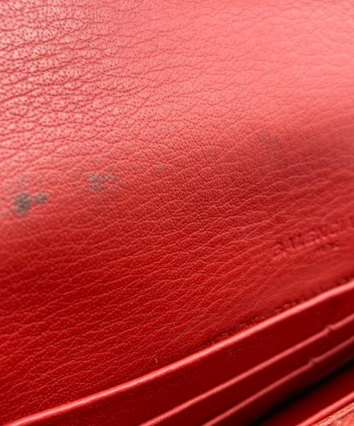 BALENCIAGA（バレンシアガ）BALENCIAGA (バレンシアガ) ペーパーマニージップラウンドウォレット レッドの古着・服飾アイテム