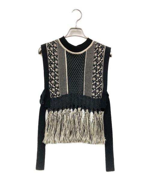 PUBLIC TOKYO（パブリックトウキョウ）PUBLIC TOKYO (パブリックトウキョウ) ジャガードニットベスト アイボリー×ブラック サイズ:FREEの古着・服飾アイテム