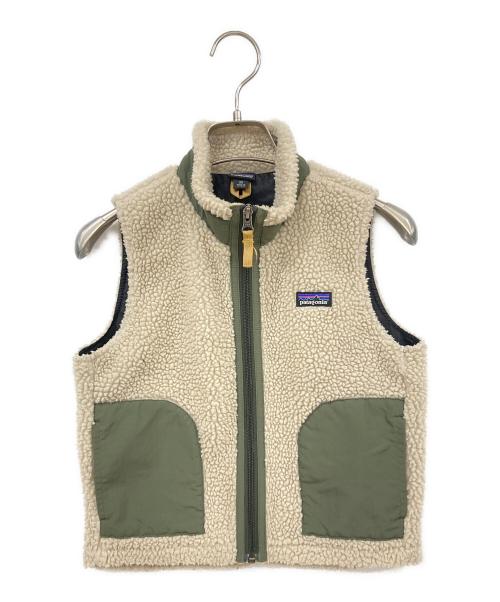 Patagonia（パタゴニア）Patagonia (パタゴニア) ボアベスト ベージュ×グリーン サイズ:XSの古着・服飾アイテム