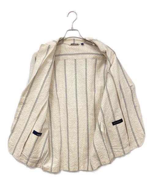 LARDINI（ラルディーニ）LARDINI (ラルディーニ) リネンテーラードジャケット ブルー×ベージュ サイズ:Mの古着・服飾アイテム