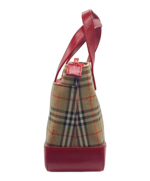 BURBERRY（バーバリー）BURBERRY (バーバリー) トートバッグ/ノバチェック レッド×ベージュの古着・服飾アイテム